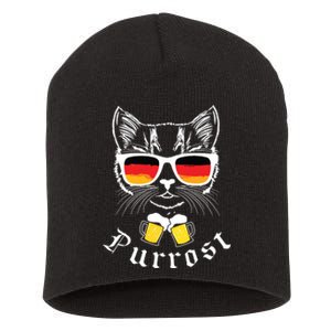 Oktoberfest Funny Prost Pun Purrost Cat Short Acrylic Beanie