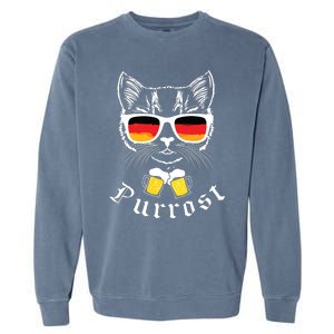 Oktoberfest Funny Prost Pun Purrost Cat Garment-Dyed Sweatshirt