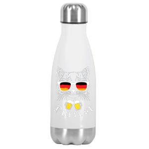 Oktoberfest Funny Prost Pun Purrost Cat Stainless Steel Insulated Water Bottle