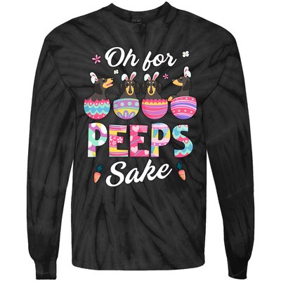 Oh For Peepss Sake Dachshund Easter Daschund Bunny Doxi Dog Tie-Dye Long Sleeve Shirt