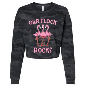 Our Flock Rocks Flamingo Matching Family Vacation Cropped Pullover Crew