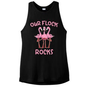 Our Flock Rocks Flamingo Matching Family Vacation Ladies PosiCharge Tri-Blend Wicking Tank