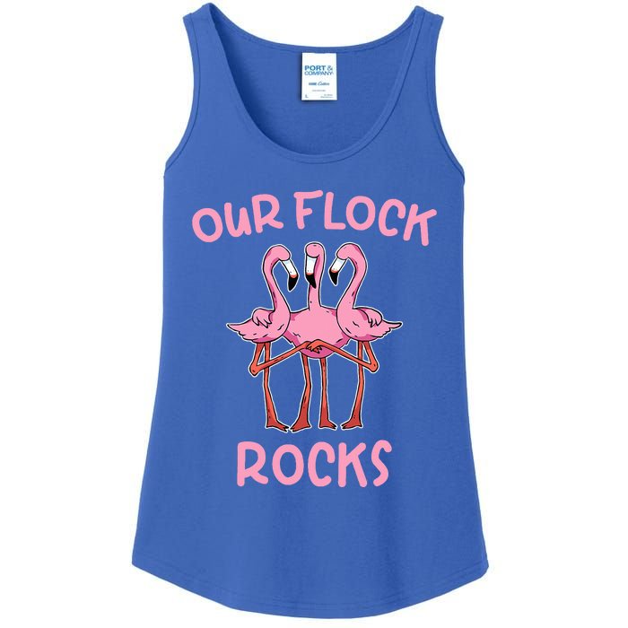 Our Flock Rocks Flamingo Matching Family Vacation Ladies Essential Tank