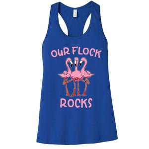 Our Flock Rocks Flamingo Matching Family Vacation Women's Racerback Tank