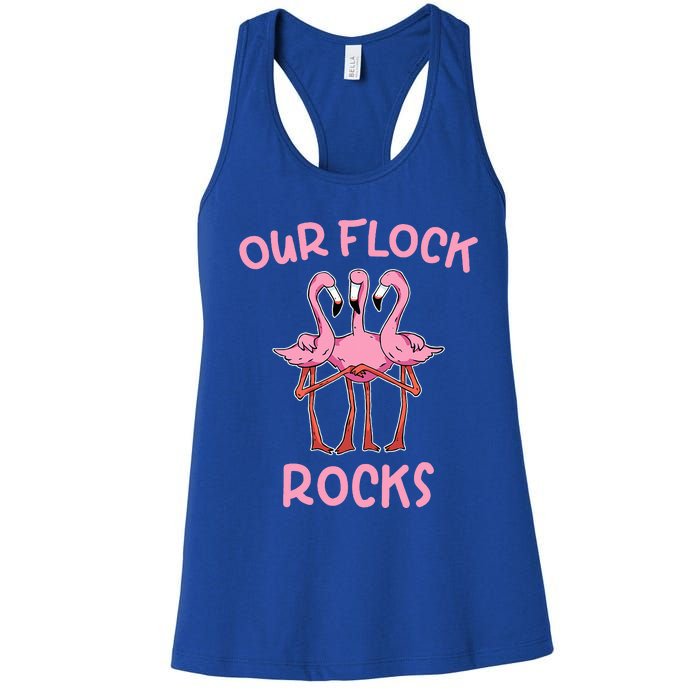 Our Flock Rocks Flamingo Matching Family Vacation Women's Racerback Tank