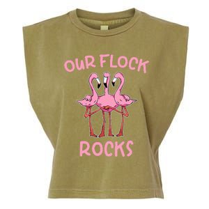 Our Flock Rocks Flamingo Matching Family Vacation Garment-Dyed Women's Muscle Tee