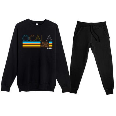 Ocala Florida Retro Premium Crewneck Sweatsuit Set