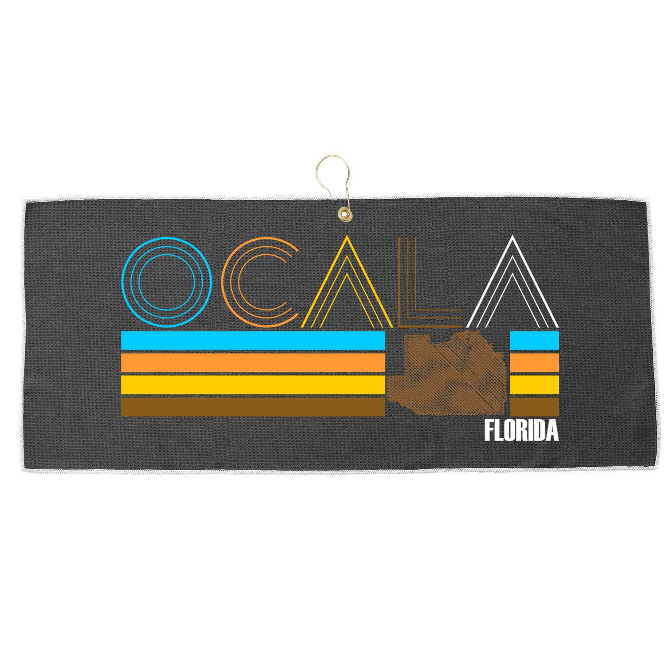 Ocala Florida Retro Large Microfiber Waffle Golf Towel