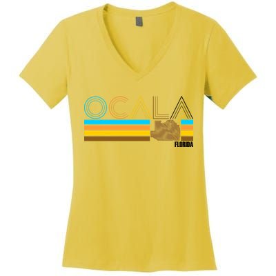 Ocala Florida Retro Women's V-Neck T-Shirt