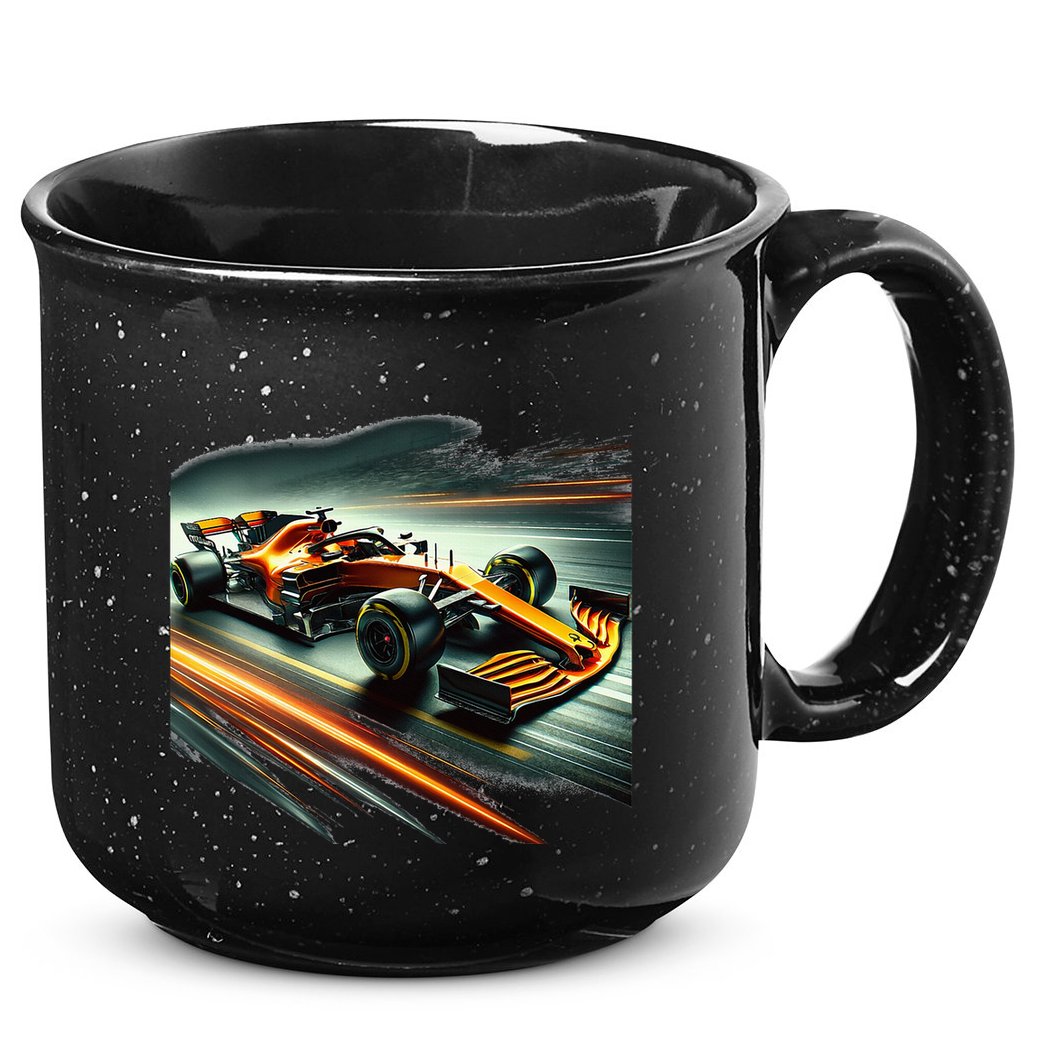 Orange Formula Racing Car 15oz Campfire Ceramic Mug