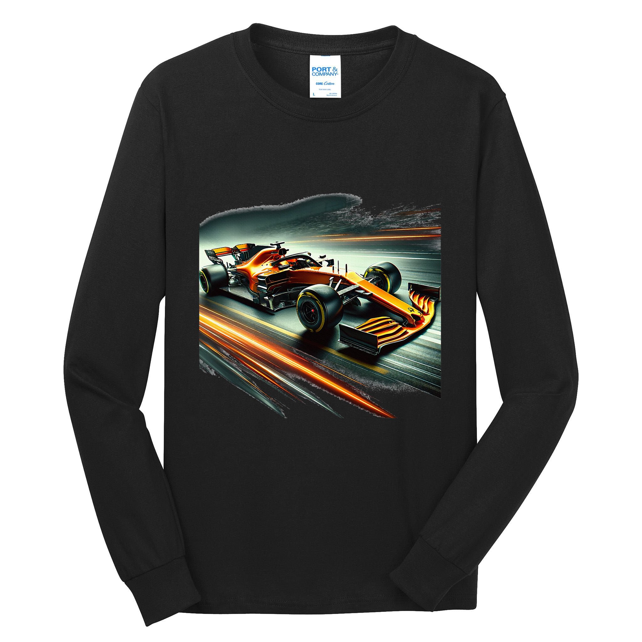Orange Formula Racing Car Tall Long Sleeve T-Shirt