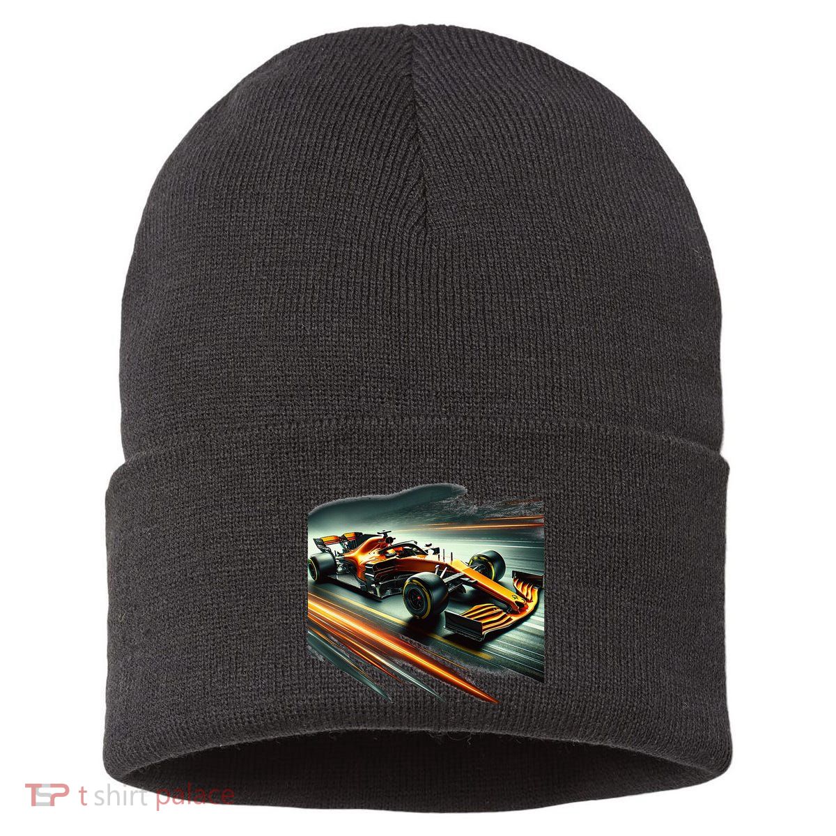 Orange Formula Racing Car Sustainable Knit Beanie
