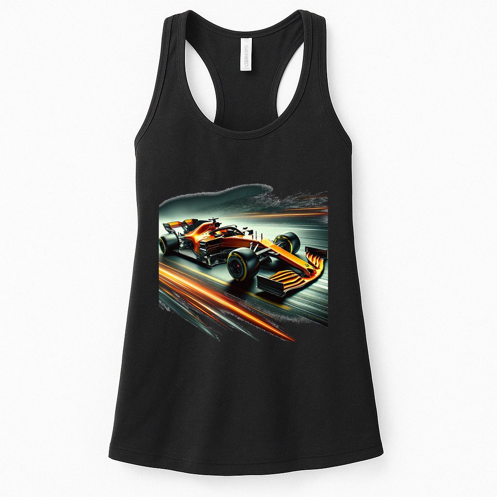 Orange Formula Racing Car Womens Tank Top
