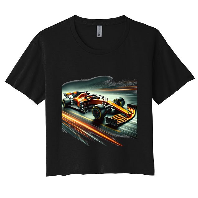 Orange Formula Racing Car Women's Crop Top Tee