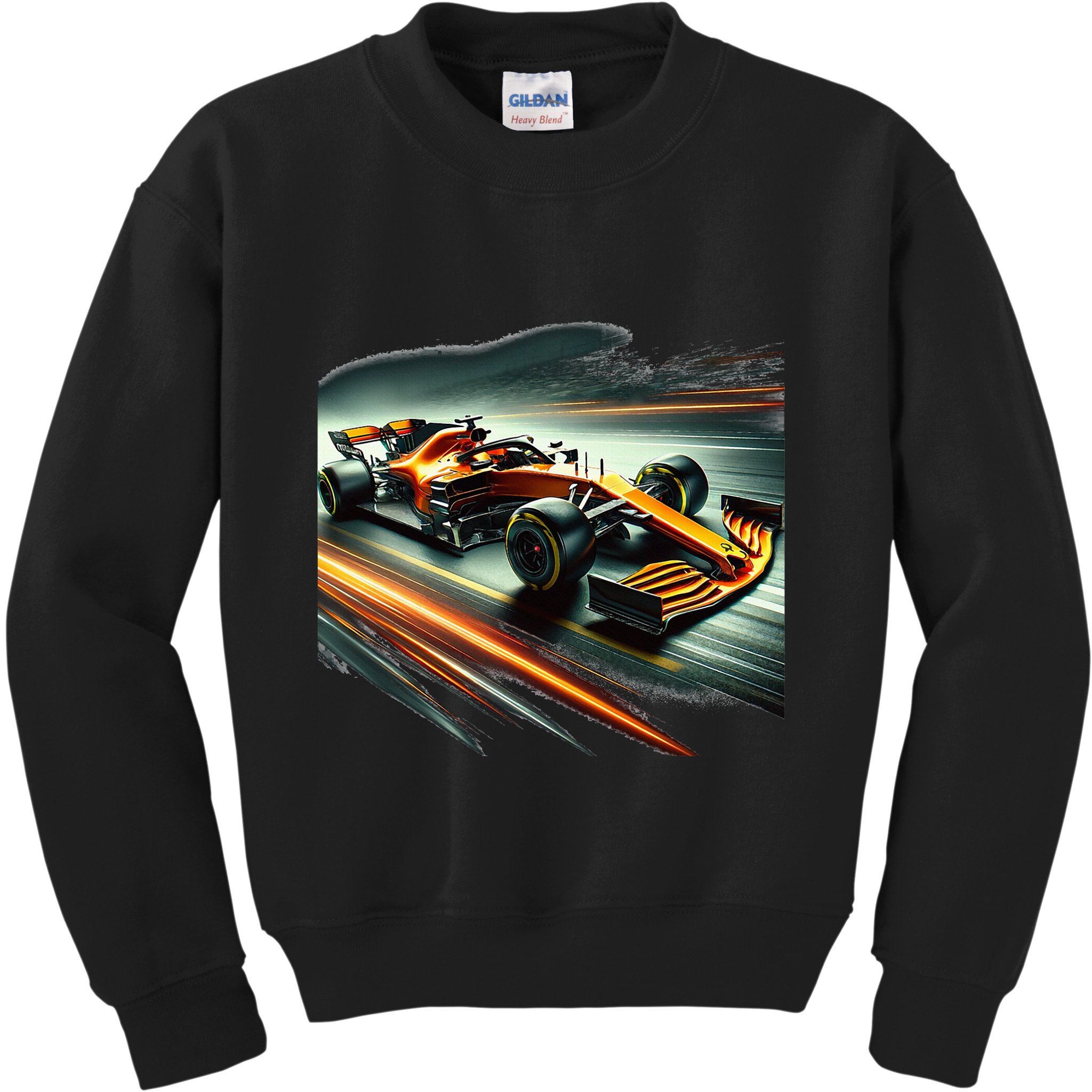 Orange Formula Racing Car Kids Sweatshirt