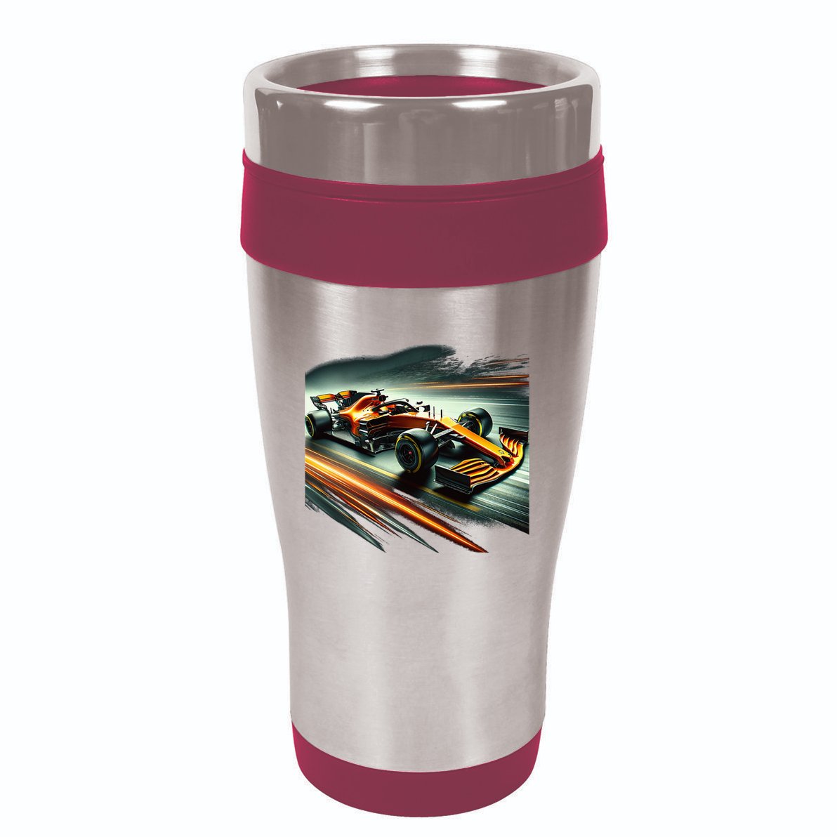Orange Formula Racing Car 16oz Travel Tumbler