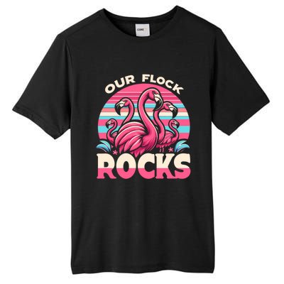 Our Flock Rocks Flamingos Lover Family Vacation Gift Tall Fusion ChromaSoft Performance T-Shirt