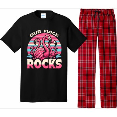 Our Flock Rocks Flamingos Lover Family Vacation Gift Pajama Set