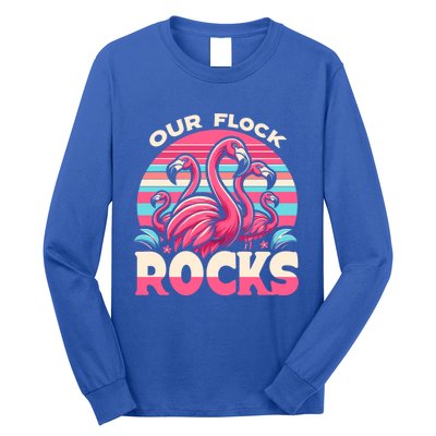 Our Flock Rocks Flamingos Lover Family Vacation Gift Long Sleeve Shirt