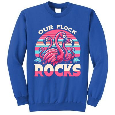 Our Flock Rocks Flamingos Lover Family Vacation Gift Tall Sweatshirt