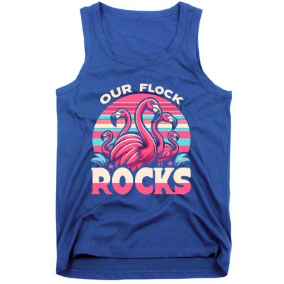 Our Flock Rocks Flamingos Lover Family Vacation Gift Tank Top