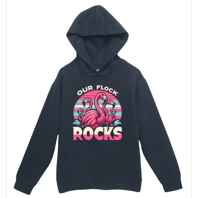 Our Flock Rocks Flamingos Lover Family Vacation Gift Urban Pullover Hoodie