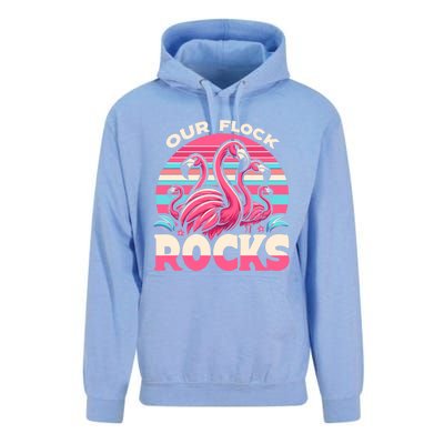 Our Flock Rocks Flamingos Lover Family Vacation Gift Unisex Surf Hoodie