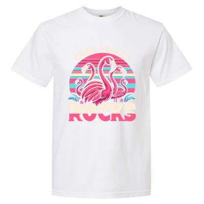 Our Flock Rocks Flamingos Lover Family Vacation Gift Garment-Dyed Heavyweight T-Shirt