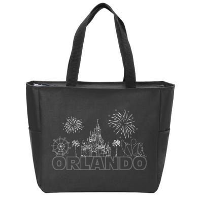Orlando Florida Retroactive Skyline Zip Tote Bag