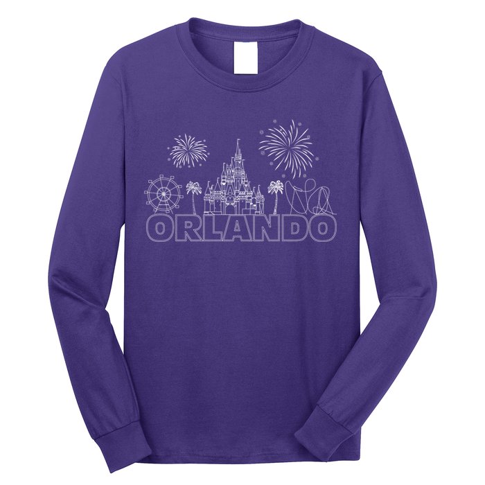 Orlando Florida Retroactive Skyline Long Sleeve Shirt