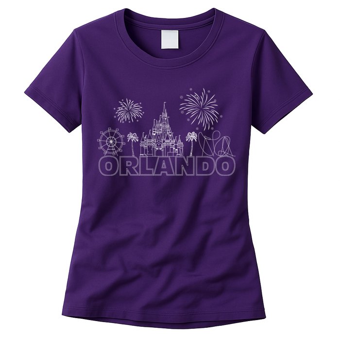 Orlando Florida Retroactive Skyline Womens T-Shirt