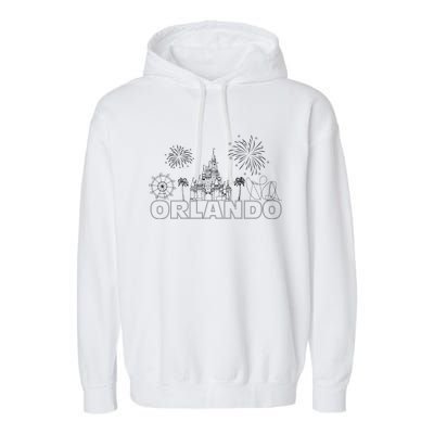 Orlando Florida Retroactive Skyline Garment-Dyed Fleece Hoodie