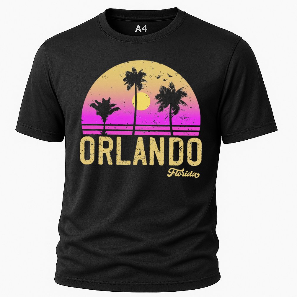Orlando Florida Retro Vintage Sunset Cooling Performance Crew T-Shirt