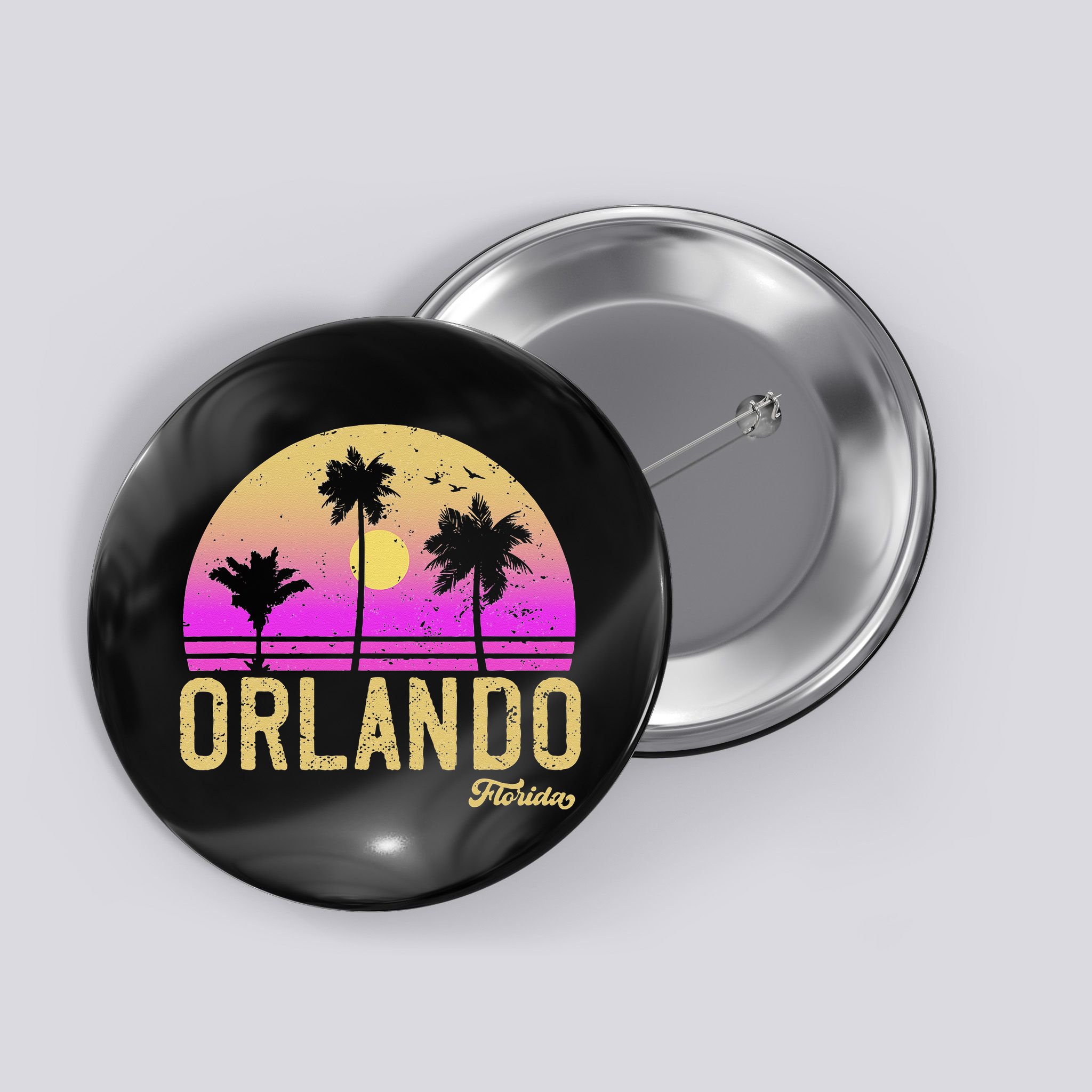 Orlando Florida Retro Vintage Sunset Button