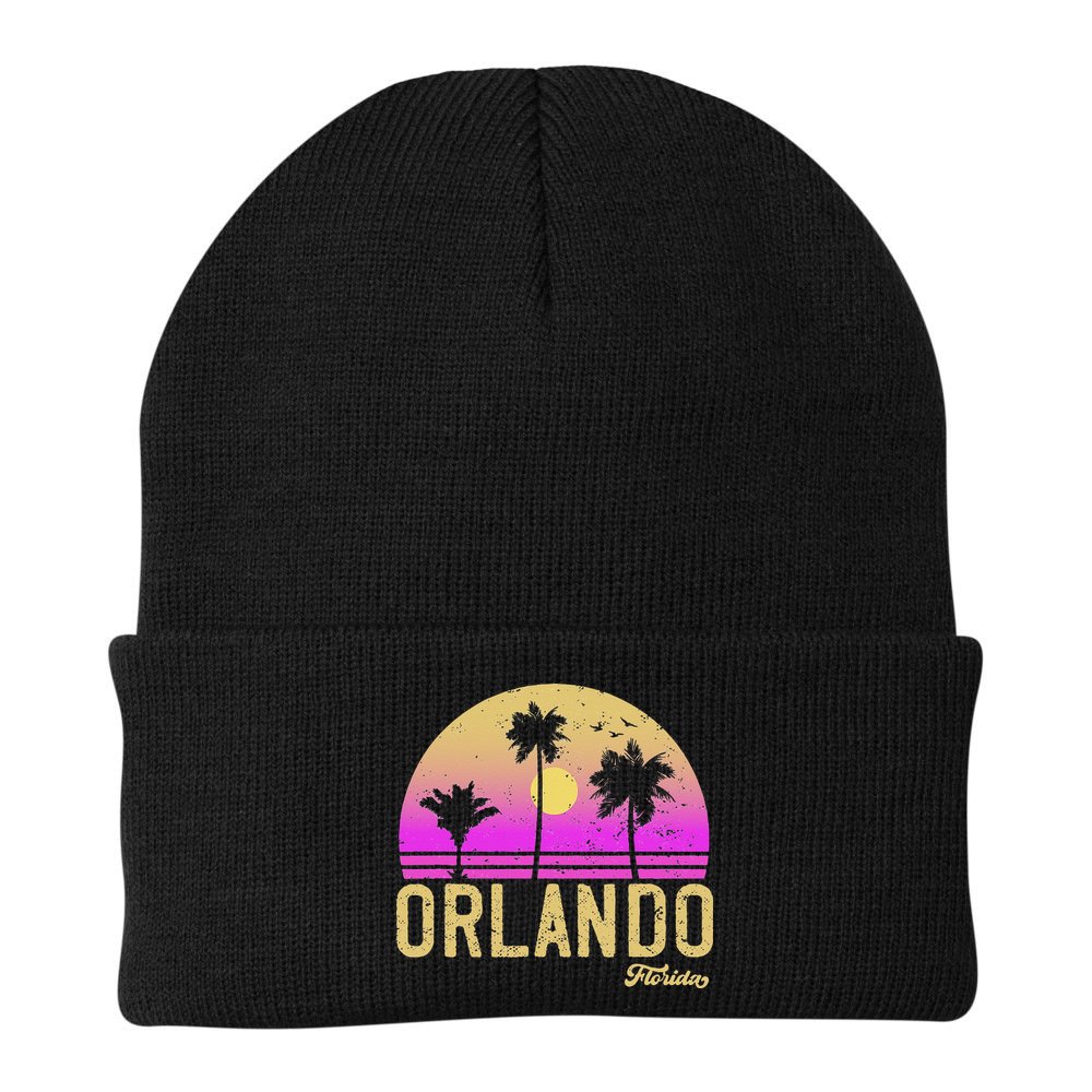 Orlando Florida Retro Vintage Sunset Beanie