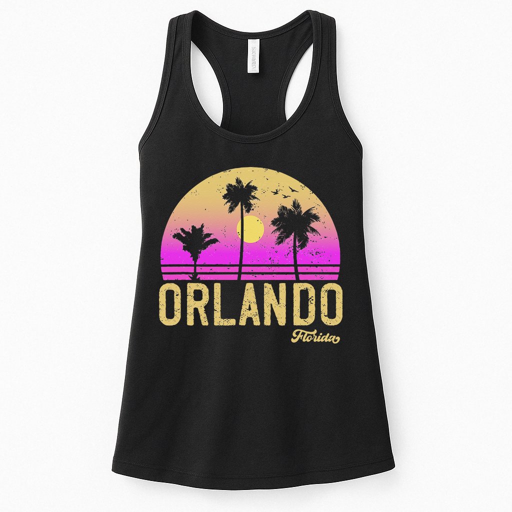 Orlando Florida Retro Vintage Sunset Womens Tank Top