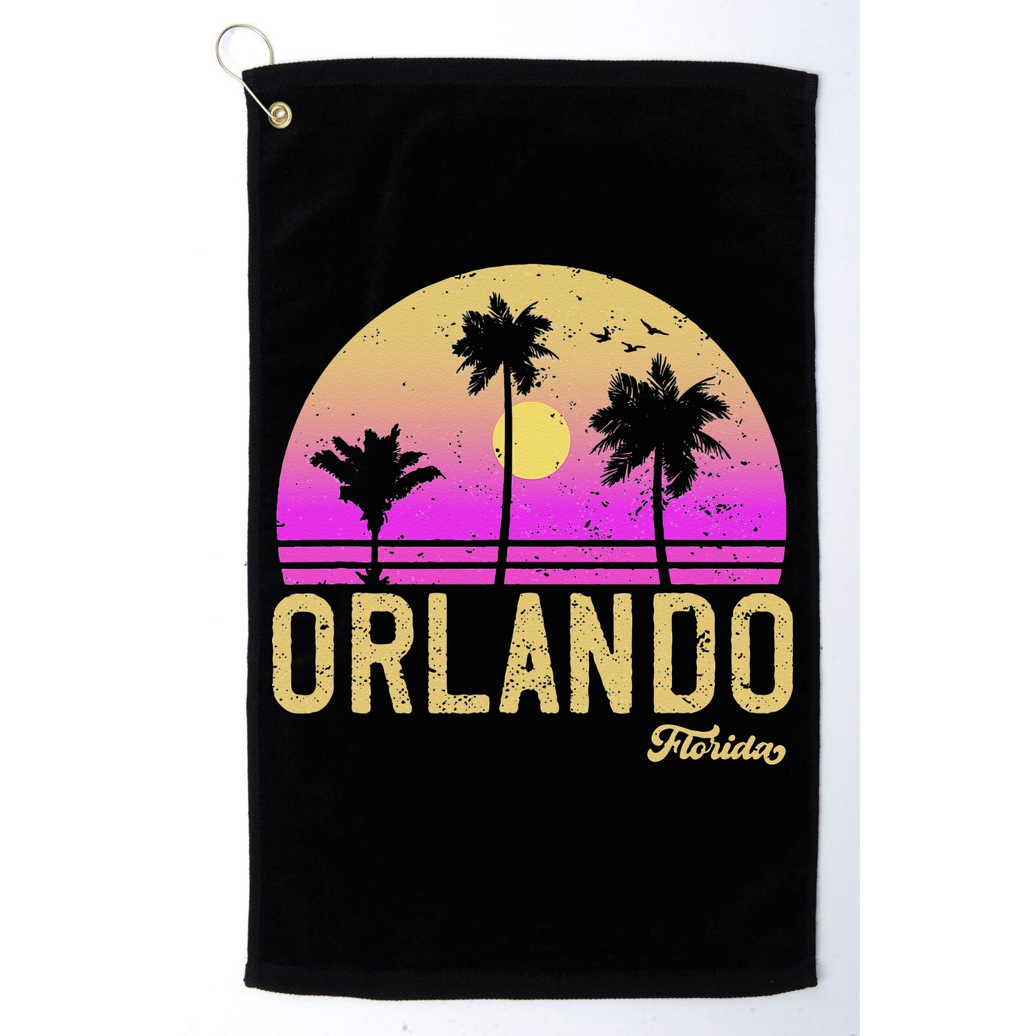 Orlando Florida Retro Vintage Sunset Golf Towel