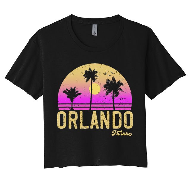 Orlando Florida Retro Vintage Sunset Crop Top