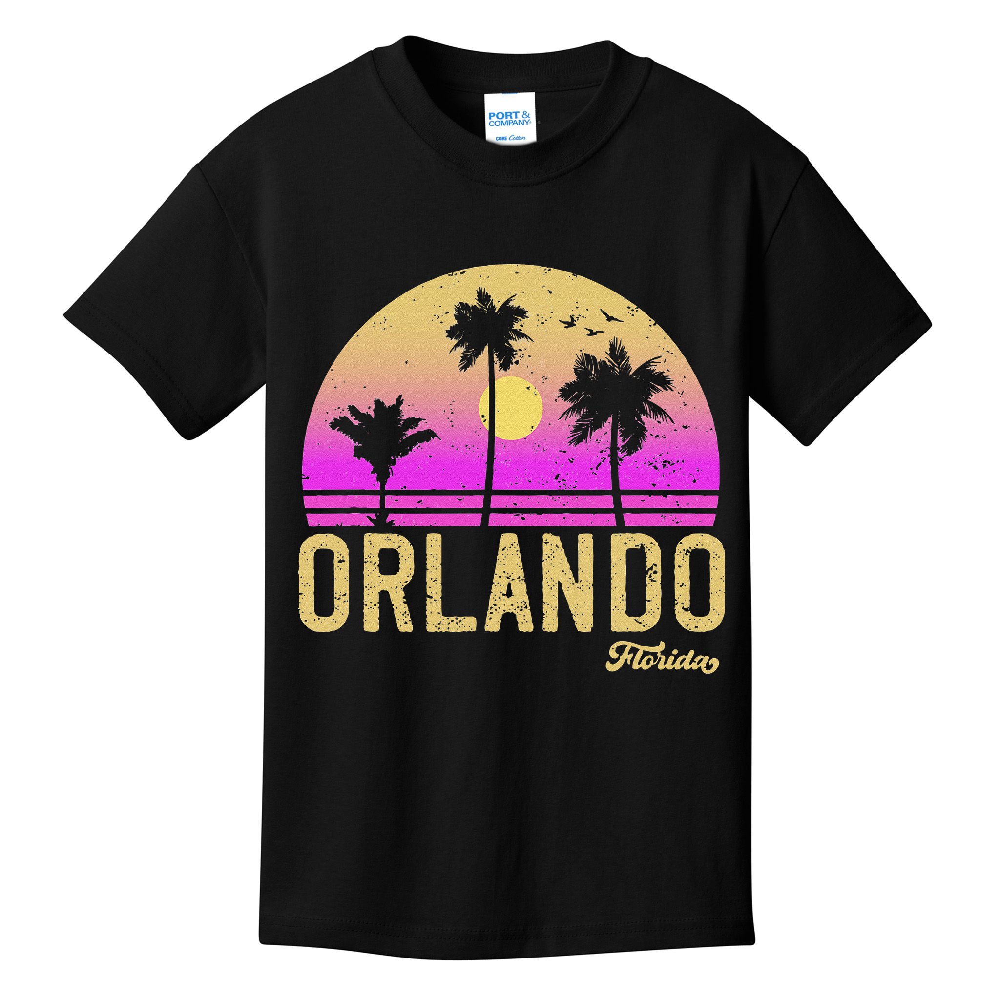Orlando Florida Retro Vintage Sunset Kids T-Shirt