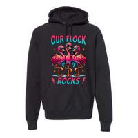 Our Flock Rocks Cute Flamingo Matching Family Vacation Group Premium Hoodie