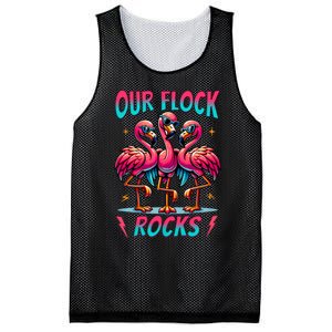 Our Flock Rocks Cute Flamingo Matching Family Vacation Group Mesh Reversible Basketball Jersey Tank