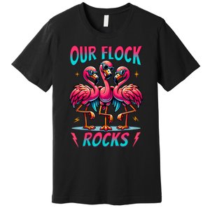 Our Flock Rocks Cute Flamingo Matching Family Vacation Group Premium T-Shirt