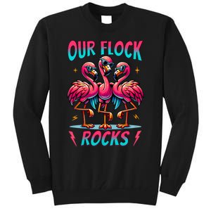 Our Flock Rocks Cute Flamingo Matching Family Vacation Group Tall Sweatshirt