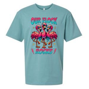 Our Flock Rocks Cute Flamingo Matching Family Vacation Group Sueded Cloud Jersey T-Shirt