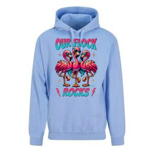 Our Flock Rocks Cute Flamingo Matching Family Vacation Group Unisex Surf Hoodie