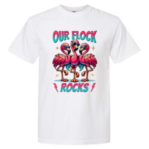 Our Flock Rocks Cute Flamingo Matching Family Vacation Group Garment-Dyed Heavyweight T-Shirt