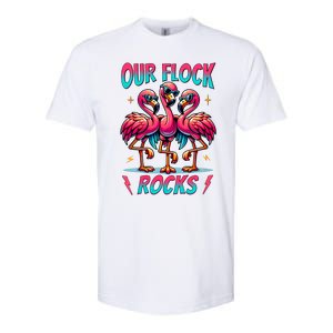 Our Flock Rocks Cute Flamingo Matching Family Vacation Group Softstyle CVC T-Shirt