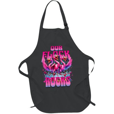 Our Flock Rocks Funny Flamingos Vacation Family Friends Apron