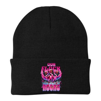 Our Flock Rocks Funny Flamingos Vacation Family Friends Beanie