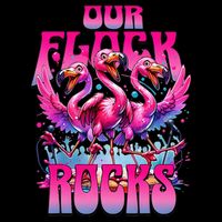 Our Flock Rocks Funny Flamingos Vacation Family Friends 16 in Basic Backpack